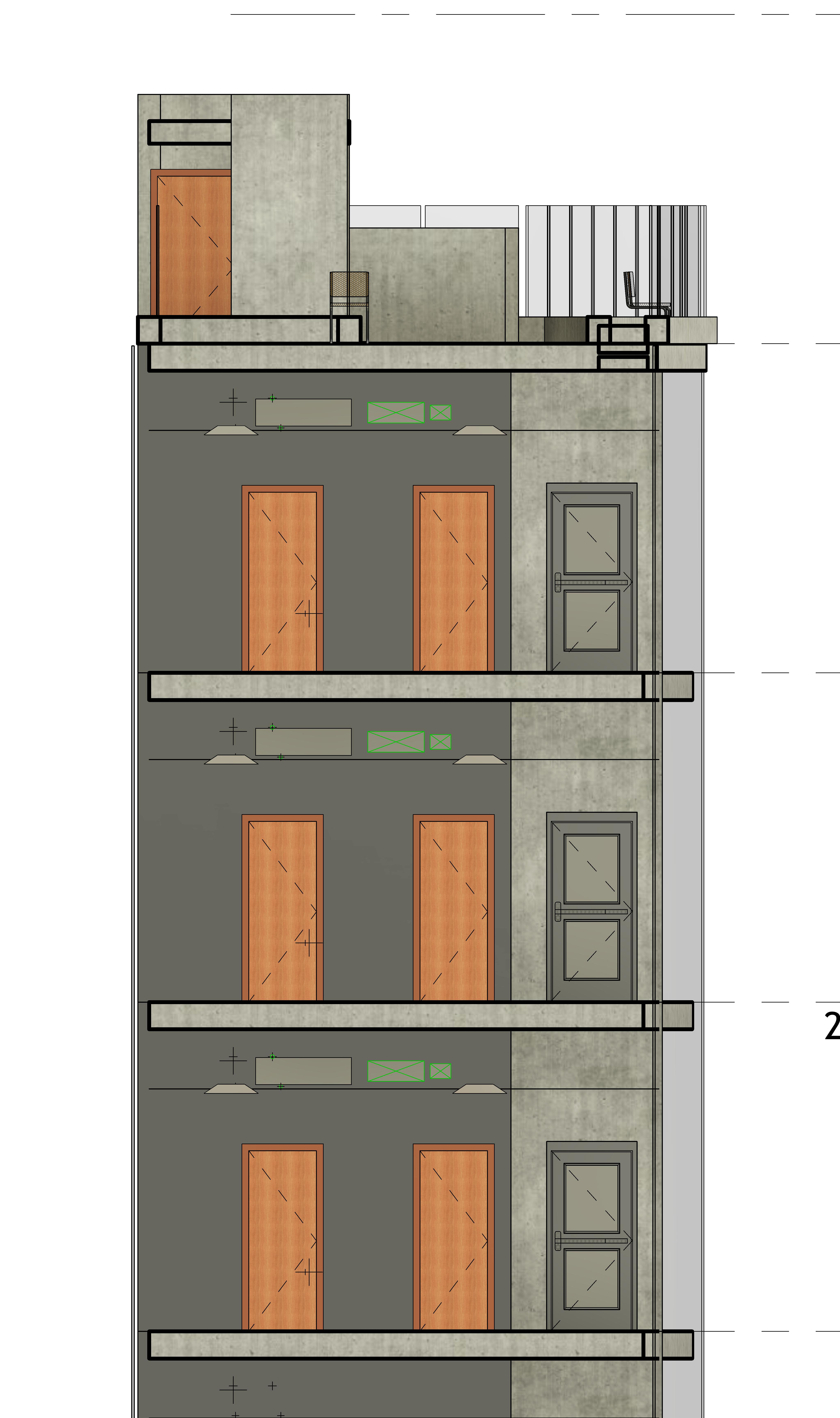 Revit building section — low-rise